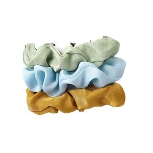 Blue, Green Topaz Set Of 3 Velvet Scrunchies
